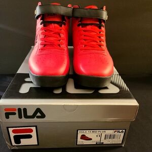 Men's 11 Fila Red+Black Vulc 13 Mid Sneaker Shoes Streetwear Skater Grunge Goth
